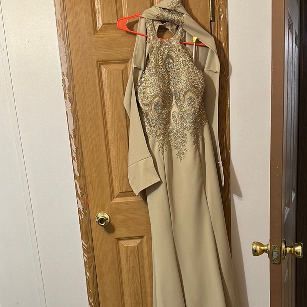 Elegant Beige Halter Dress